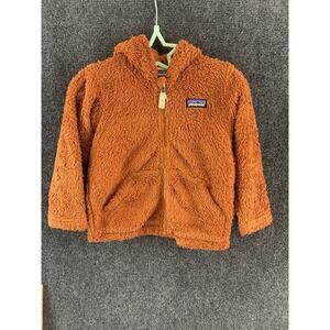 Patagonia Toddler Girl Jacket Furry Fleece Hooded Zip Up Bear Ears Orange Size 2